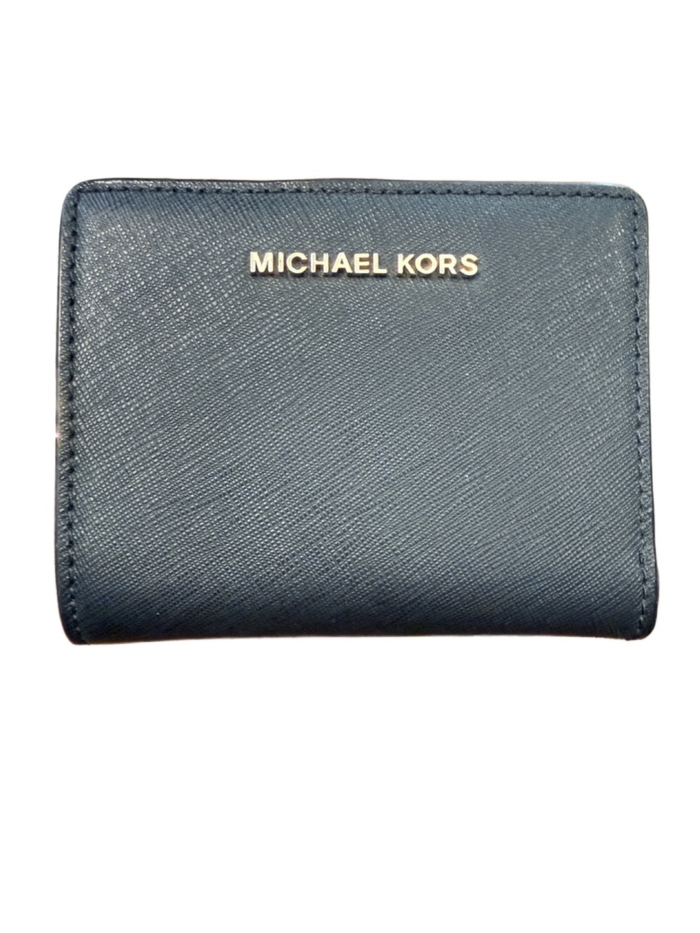 Michael Kors Black Saffiano Leather Card Holder with Gold Logo
